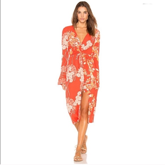 Free People Orange Floral Midi Dress - Picture 3 of 5